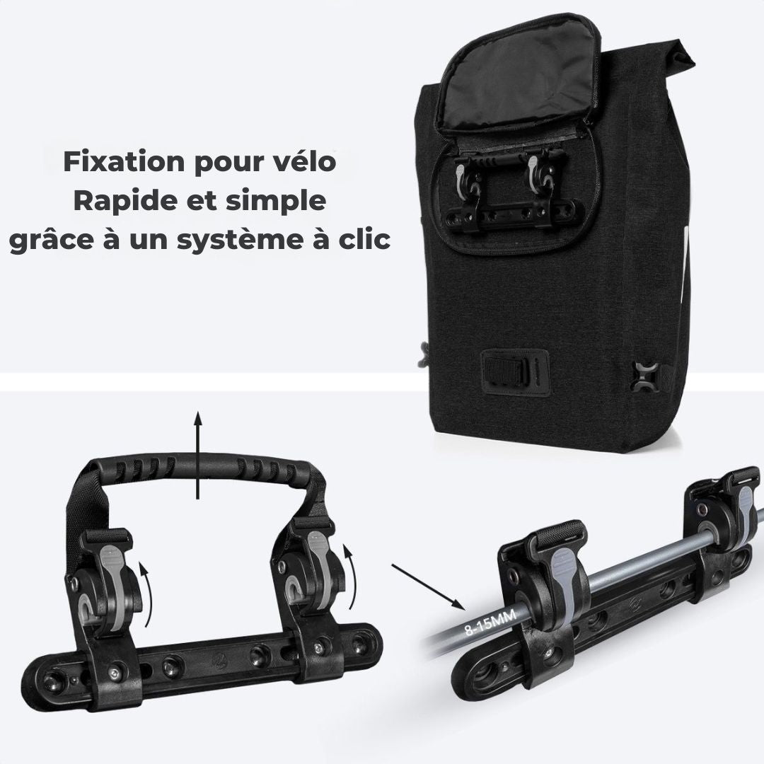 Sac à bandoulière et sac à dos LifeGoods Compact - 25L - Porte-bagages ronds - Imperméable - Noir