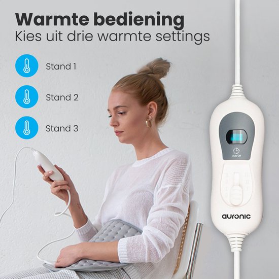 Auronic Heat Pillow - électrique - 40x30cm - cou et épaules - lavable - gris