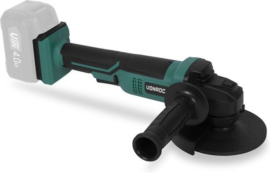 VONROC Accu Angle Grinder - VPower 20V - Ø125mm - Avec poignée latérale et sac à outils - Sans batterie ni chargeur