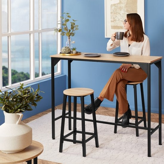 tectake - Lot de 2 tabourets de bar "Corby" - industriel - brun clair - 404333