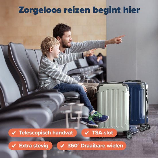 TRVLMORE Valise à main - 45L - Serrure TSA - Léger - Extensible - Trolley - 54x36x22cm - Champagne
