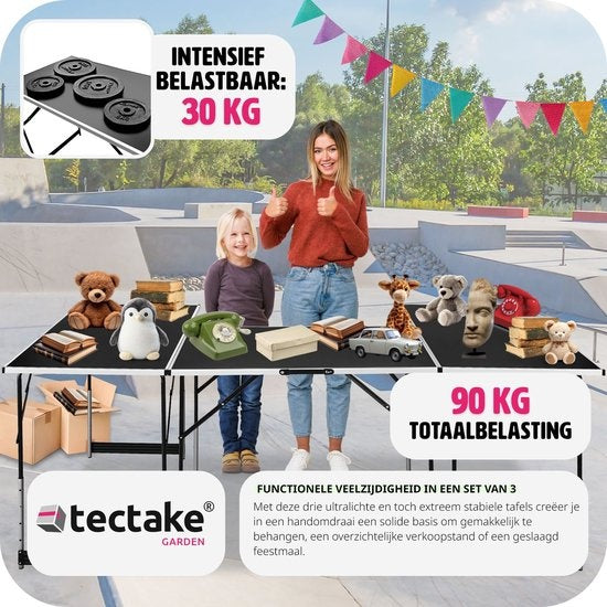 TecTake - Table de jardin en aluminium Table murale Table pliante 300x60 cm