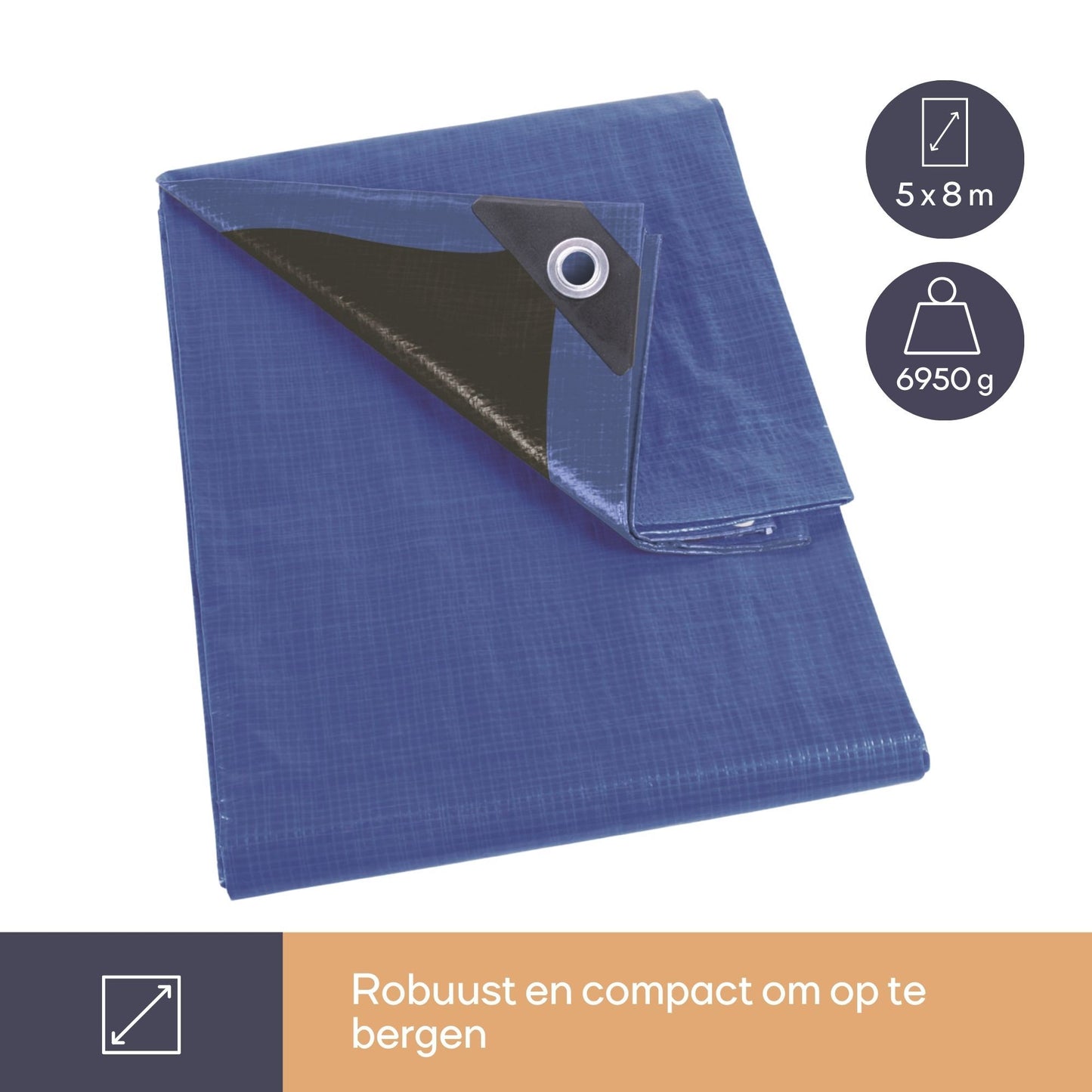 Bâche Perel - Bleu/Noir - Ultra résistante - 5 X 8 M