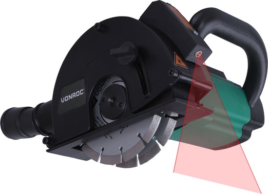 VONROC Wall Router - Trancheuse + laser - 1700W - Ø150MM - Incluant 2 disques diamantés & adaptateur pour aspirateur
