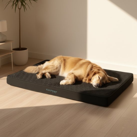 CozySense® - Coussin orthopédique pour chien 100 X 70 cm - Taille XL - Imperméable - Convient comme coussin de banc et lit pour chien - Noir