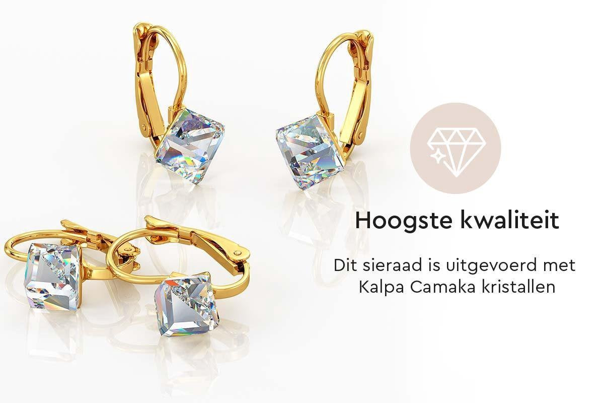 Yolora Dames Oorbellen met Kalpa Camaka Kristallen - Goudkleurig - 18K Geelgoud Verguld