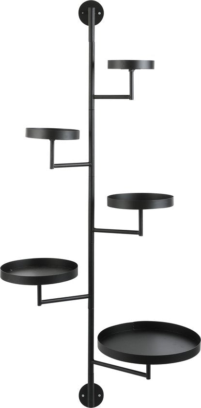 Étagère murale Mica Decorations - Métal - Etagères rondes superposées - L36 x L30 x H120 cm - Noir