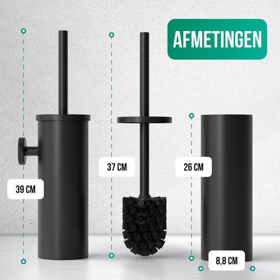 Avalo Toilet Brush With Holder - Hanging - Stainless Steel Black - Toilet Brush With Holder