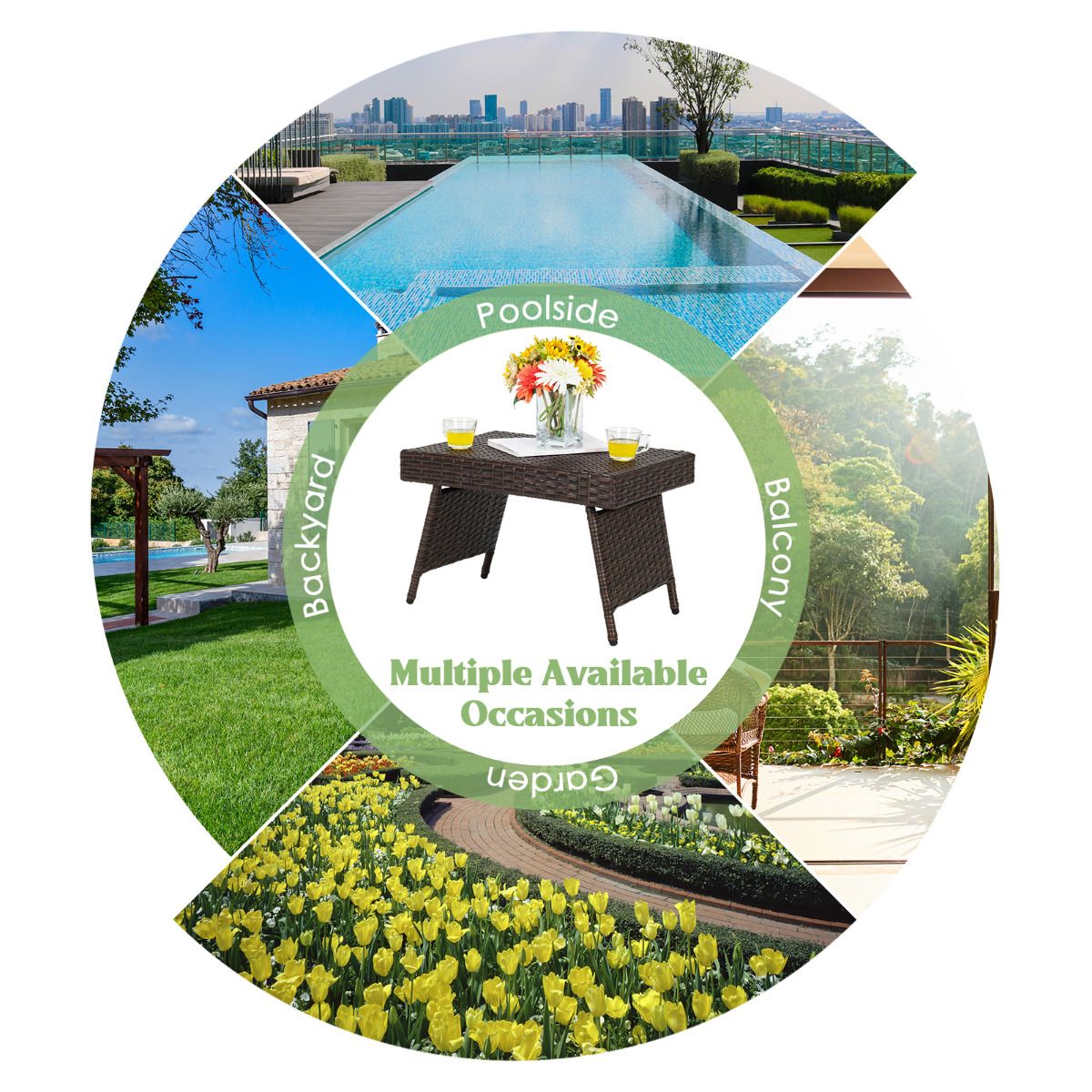 Table basse d'extérieur Coast - Pliable - 60 x 40 x 40 cm - Marron