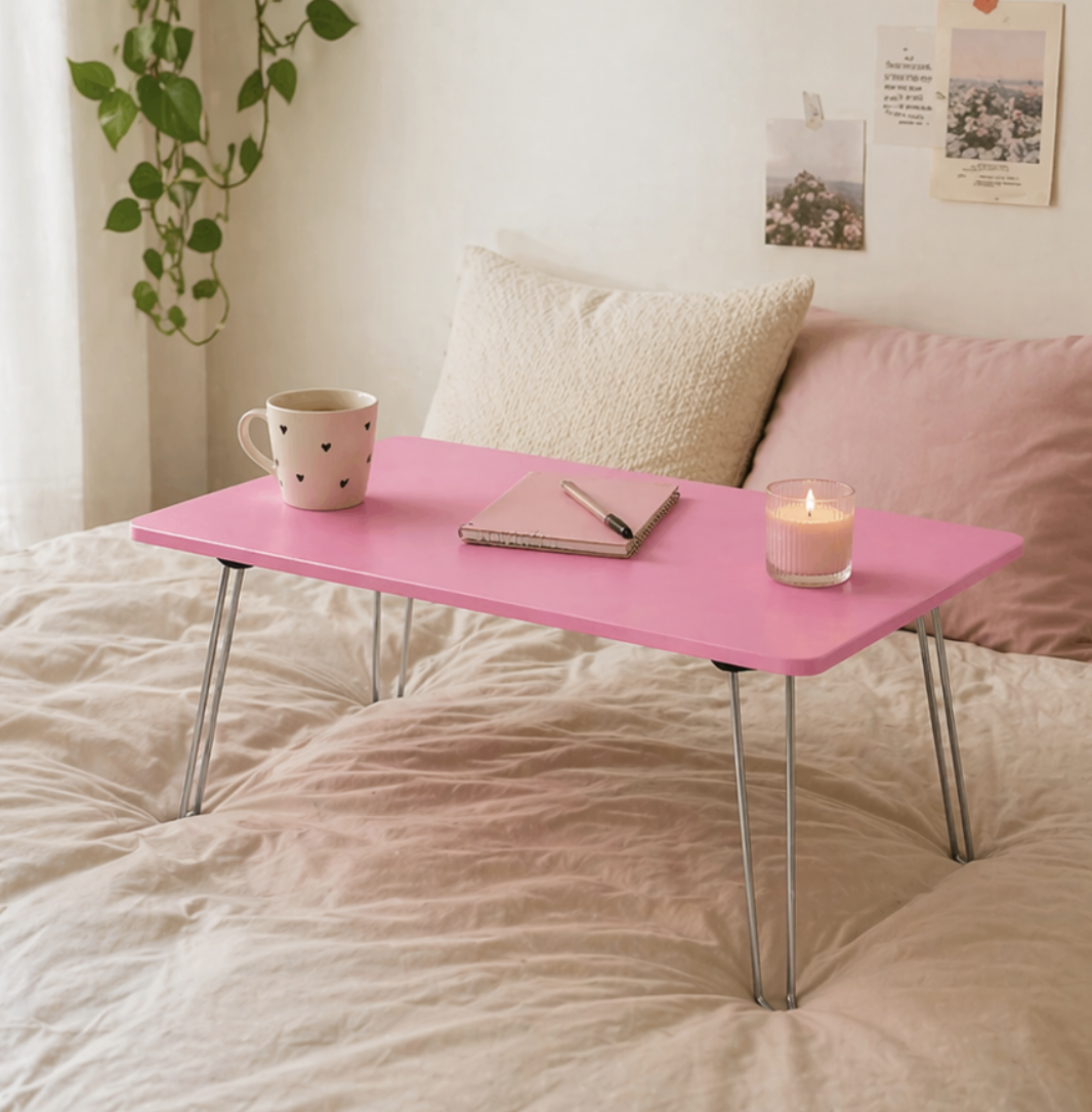 SoBuy Table de lit pliable - Table pour ordinateur portable - 60x40x31 cm - Bois et métal - Compacte et multifonctionnelle