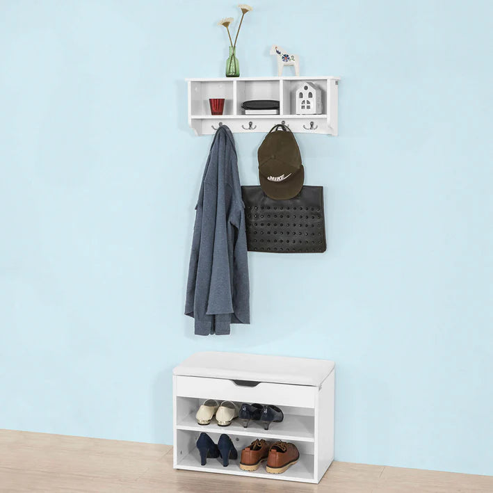 SoBuy Porte-manteau mural - Porte-manteau suspendu - Porte-manteau blanc - FRG48-W