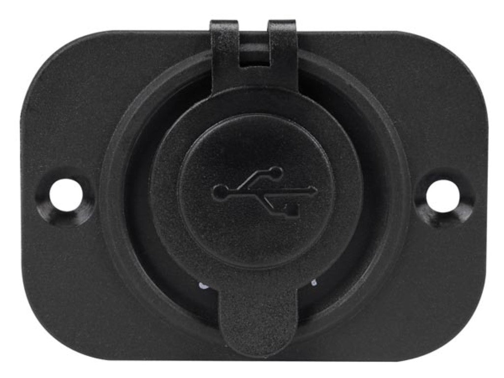 Chargeur USB - À encastrer - Double - 12-24 V - Résistant aux éclaboussures - Protection contre les courts-circuits - Noir