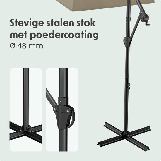 LifeGoods Parasol flottant - Rond Ø300 cm - UPF 50+ et Imperméable - Taupe