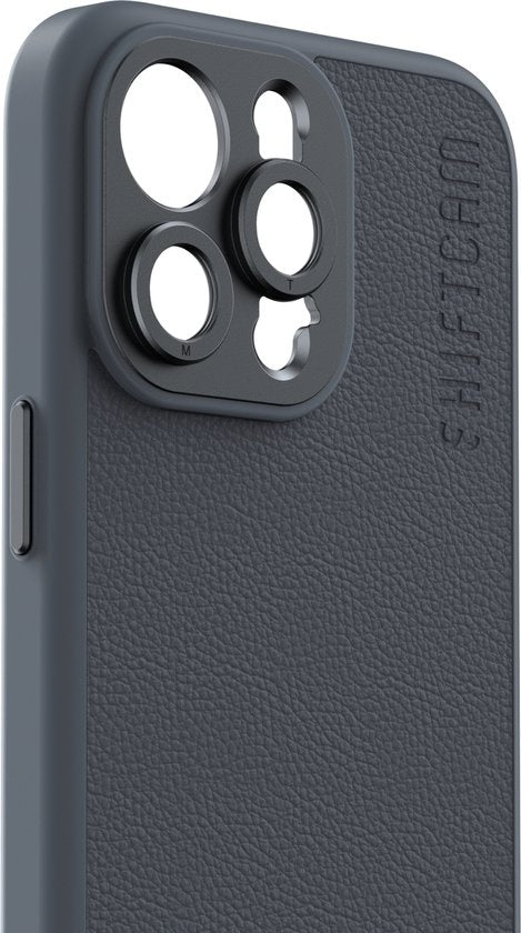 ShiftCam iPhone 15 Pro Max case - étui rigide pour lentilles LensUltra - cuir végétalien - anti-rayures - résistant à l'eau - résistant aux chocs - adapté à l'iPhone 15 Pro Max - anthracite