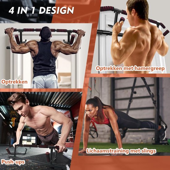 DH FitLife - Barre de traction pour encadrements de porte - Sans vis - Avec Slingtrainer - Pour encadrements de porte de 70 à 92 cm
