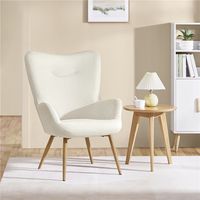 Yaheetech Fauteuil de salon en velours côtelé à dossier haut 68 × 70 × 97,5 cm Beige