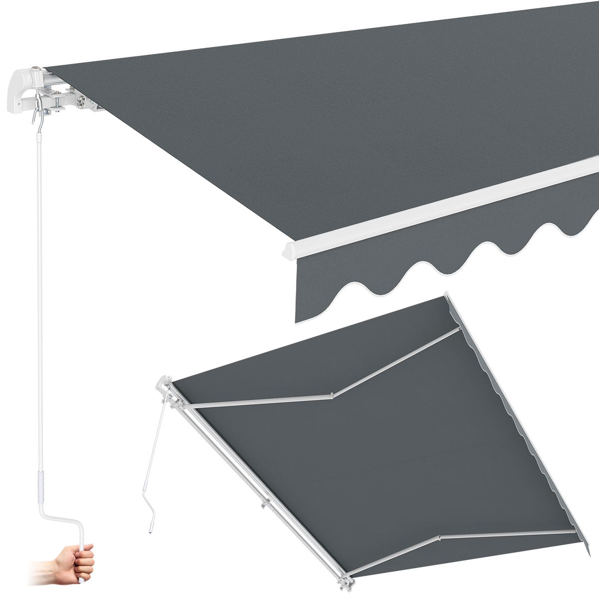 Store de terrasse Coast - rétractable - structure en aluminium - gris 3,6 x 3 m