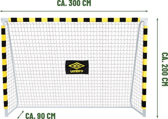 But de football Umbro - 300 x 200 x 90cm - But de football grand format - métal - noir/jaune