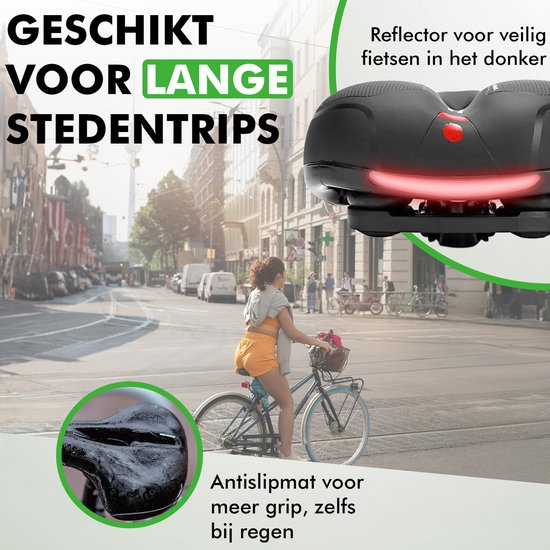 Selle de vélo Travelhawk - Selle de ville - Extra Confortable - Ventilante - Unisexe - Noire