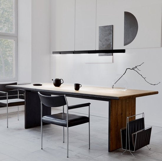 Suspension Bloc 3296ZW noire, réglable en hauteur, en verre et métal - Steinhauer, 120 cm, avec module LED et variateur d'intensité