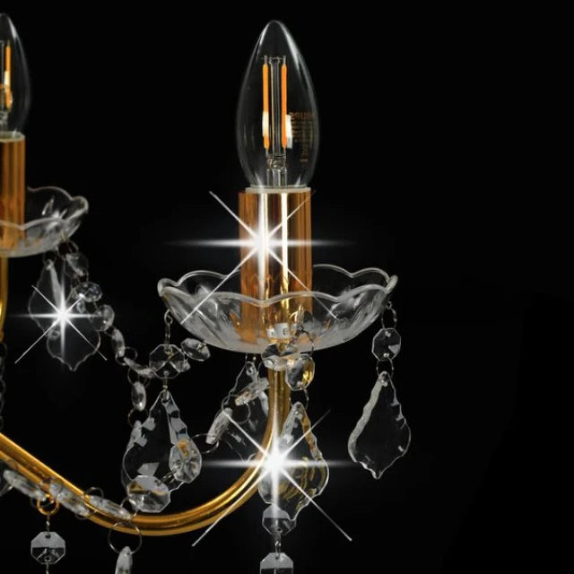 Lustre rond en cristal vidaXL, doré - 6 ampoules E14 - Ø 60 x H 44 cm