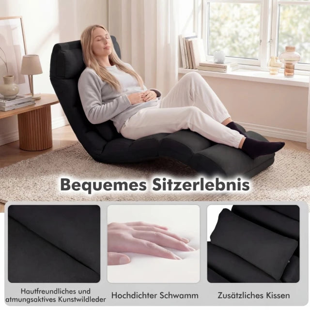 Coast Floor Armchair Black - Fauteuil relax pliant avec fonction sommeil - 175 x 55 x 20 cm