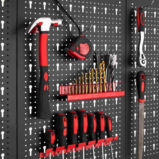 tectake® - Mur d'outils avec 25 crochets et supports - 403559