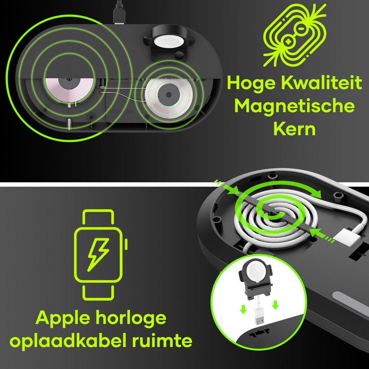 MW® DO01 - Chargeur sans fil 3-en-1 iPhone - Chargeur sans fil - Station de charge Apple et Android