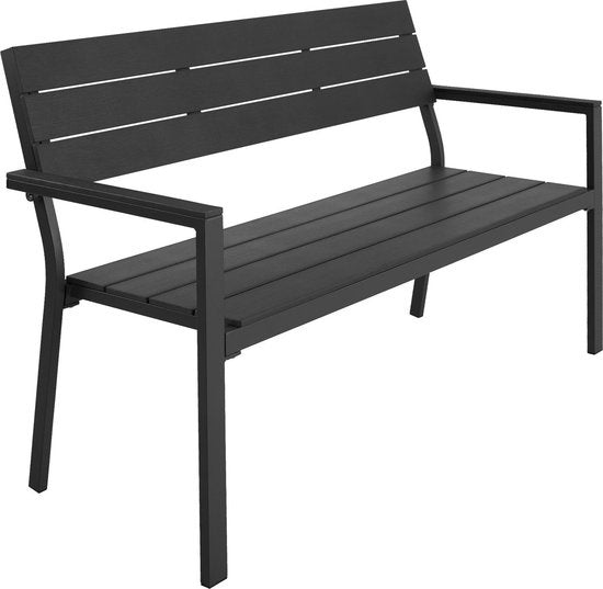 tectake® - Banc de jardin - Banc 2 places avec structure en aluminium et lattes Hi-Impact - Convient pour la terrasse, le parc, le balcon, les meubles de jardin et la maison - Durable, résistant aux intempéries, facile à assembler - Max. 250kg - gris fonc