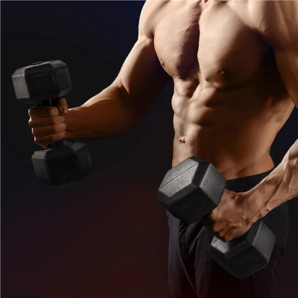 Ensemble d'haltères hexagonaux Yaheetech 2 x 4 kg - Noir - Haltères en PVC antidérapants pour la musculation