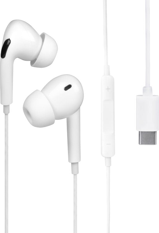 Nuvance - Ecouteurs avec fil - Connexion USB-C - Ecouteurs avec fil - Ecouteurs intra-auriculaires avec fil et microphone - Convient à Samsung - Blanc