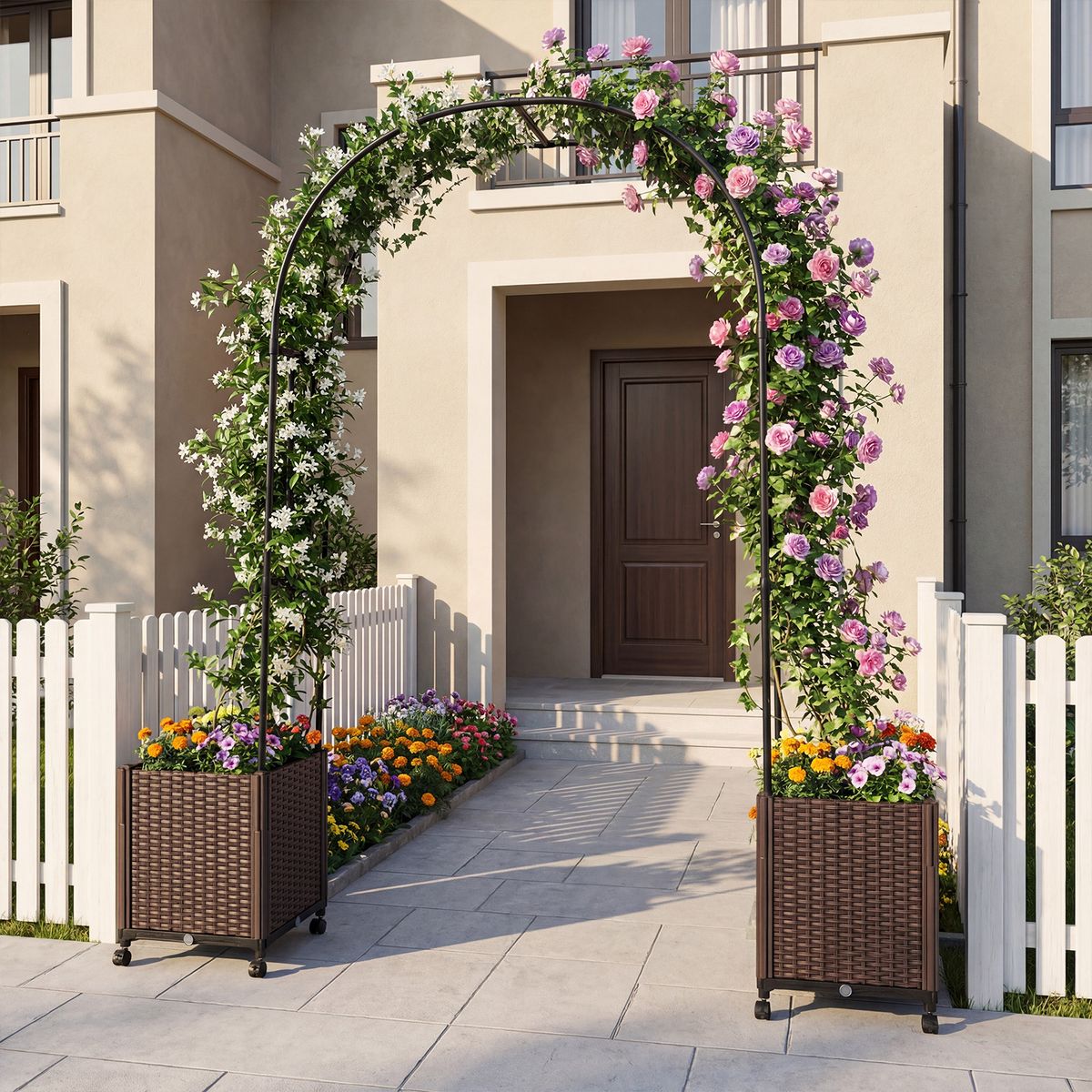 Arche de jardin Coast avec jardinières - système d'arrosage automatique - conception modulaire - noir - 230 cm