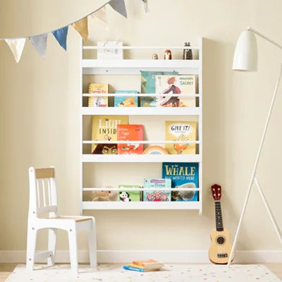 Bibliothèque pour enfants SoBuy - 4 étagères - 80 x 12 x 118 cm - Blanc