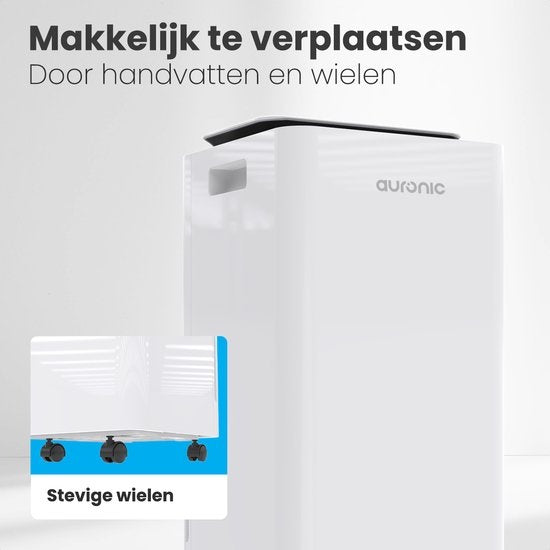Auronic - Déshumidificateur 12L - Avec fonction séchage du linge, Purificateur d'air, 185W, Silencieux (36 dB), Convient pour 48 m³ - Blanc
