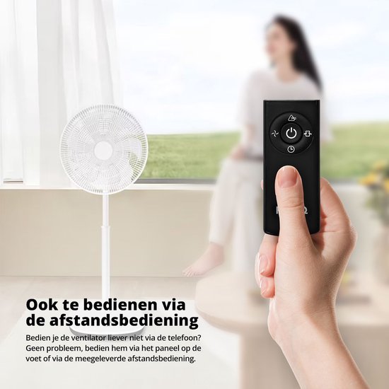 FlinQ Smart Fan - Ventilateur sur trépied - Ventilateur sur pied - Ventilateur silencieux avec rotation à 90° - contrôlé par application ou télécommande - Blanc