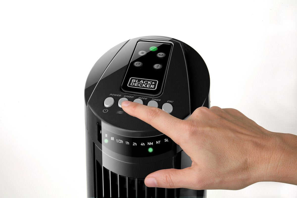 BLACK+DECKER Ventilateur de tour BXEFT45E - Noir - Ø 26 cm - 45 watts - Fonction minuterie