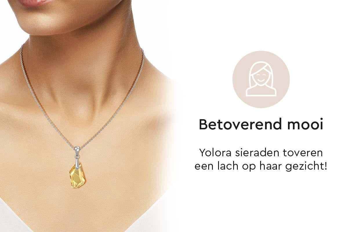 Collier pour femme avec cristal - Yolora - couleur argent et or