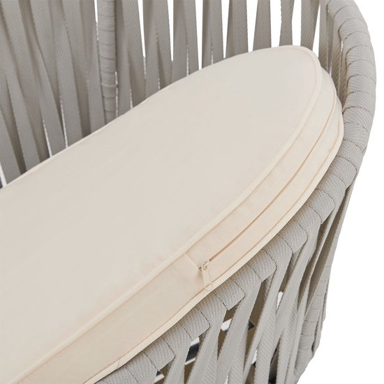 2 Chaises de jardin avec filet en corde - Gris clair - Coussins d'assise et de dossier inclus
