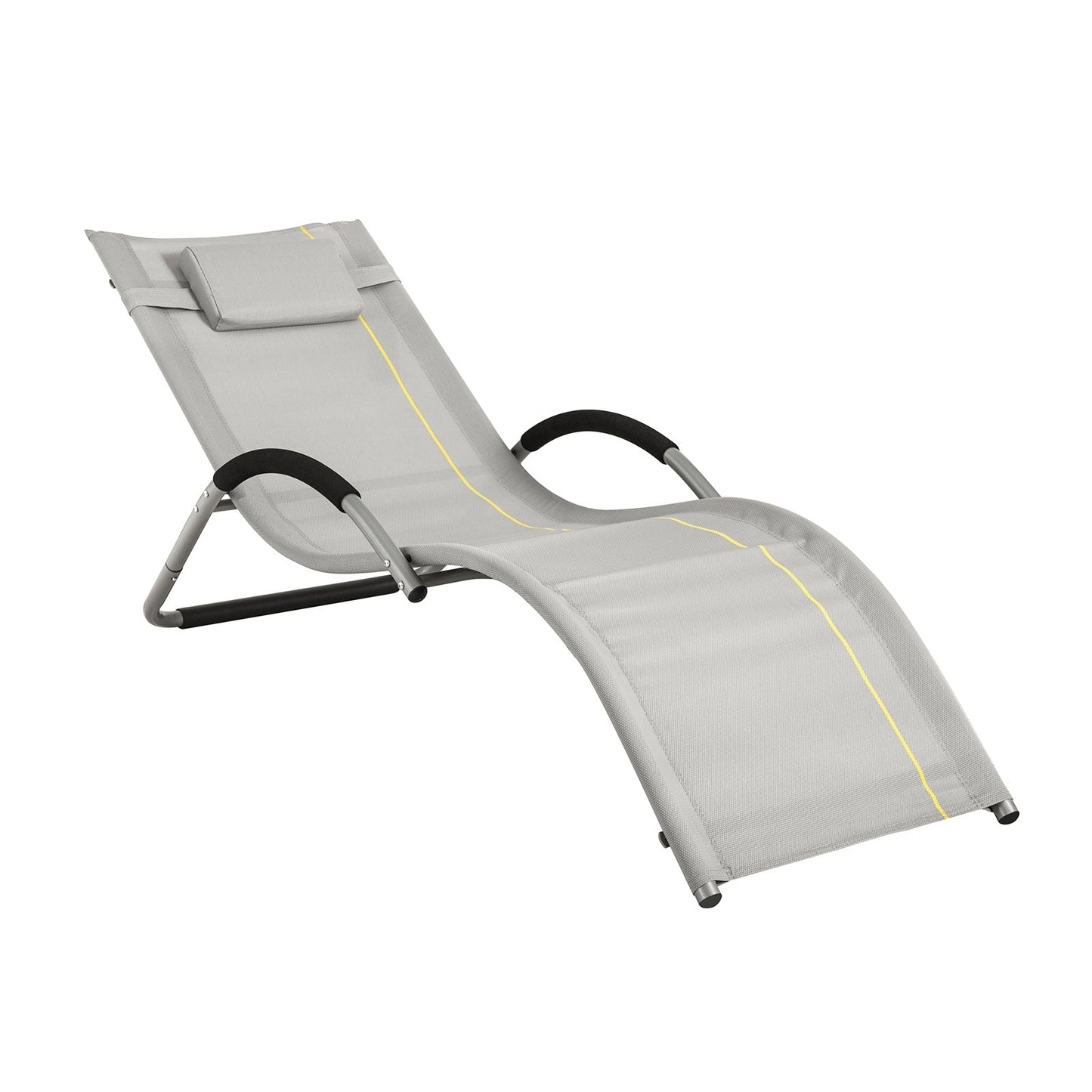 SoBuy Chaise longue avec coussin - Max. 120 kg - 165 x 56 x 67 cm - Gris
