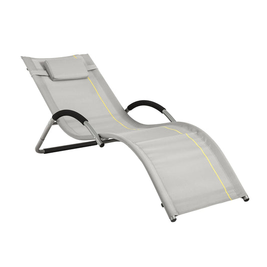 SoBuy Chaise longue avec coussin - Max. 120 kg - 165 x 56 x 67 cm - Gris