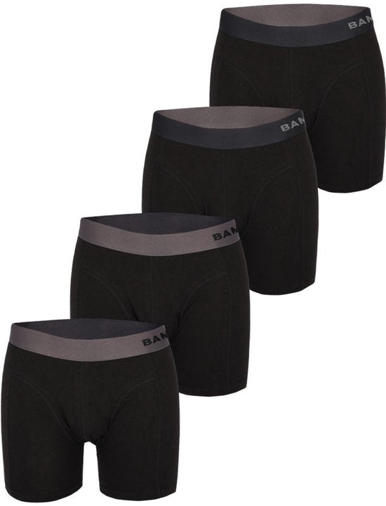 Bamboo Elements - Boxershorts Hommes - Bambou - 4 Pièces - Noir - Sous-vêtements Hommes - Sous-vêtements Hommes - Boxer - Boxershorts Bambou pour Hommes - Taille M