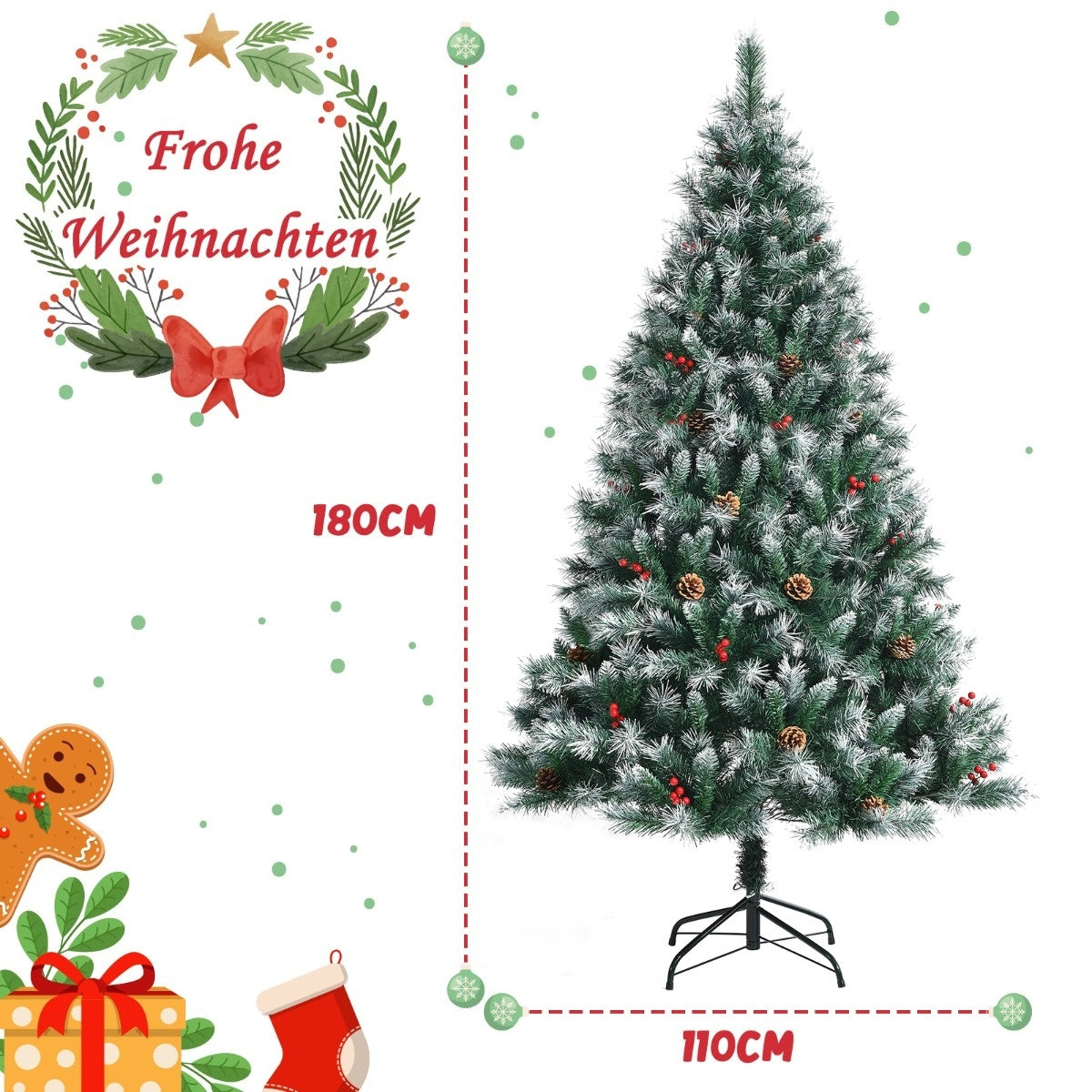 Coast Arbre de Noël enneigé avec pommes de pin - 180 cm