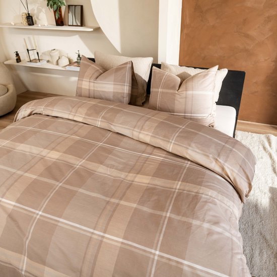 Housse de couette Kayori Mondo en Tencel - 140 x 200-220 + 1 taie d'oreiller - Lit simple - Douce et rafraîchissante - Sable