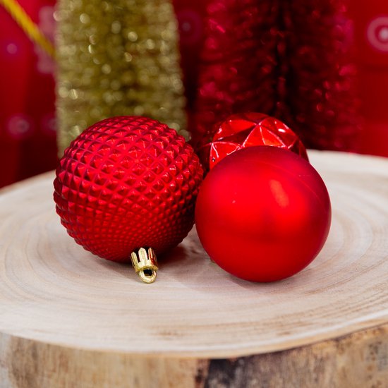 Lot de boules de Noël rouges Giftsome - 60 boules de Noël en plastique - 6/7 cm