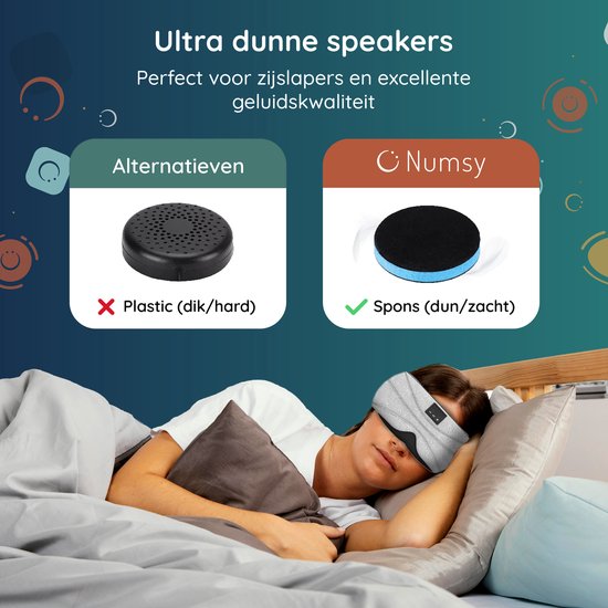 Numsy Sleep Mask Bluetooth - Casque de sommeil - Bandeau