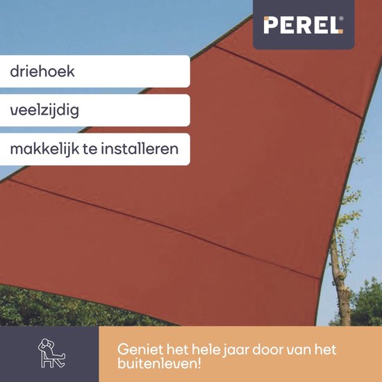 Perel Toile d'ombrage, hydrofuge, 5 x 5 x 5 m, 160 g/m², polyester, triangle, terracotta