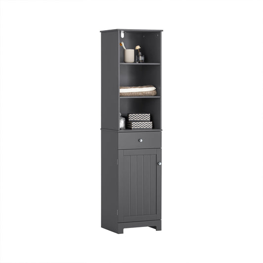 SoBuy Meuble de salle de bain - 3 étagères - 1 porte - 40 x 35 x 161 cm - Gris foncé