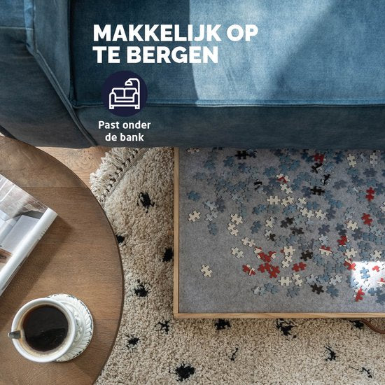 BREND BR-2224 Plateau de puzzle réglable avec 4 tiroirs pour 1500 pièces - Plateau de puzzle avec couvercle transparent - Table de puzzle avec feutre et système de rangement