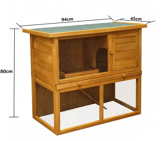 Clapier pour lapin avec parcours - clapier pour lapin, cochon d'Inde et rongeurs - cage pour animaux domestiques - convient pour l'intérieur et l'extérieur