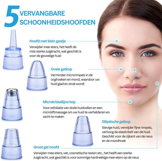 DAKANNA® - Élimination des points noirs - Élimination des points noirs - Élimination des points noirs - Soins du visage - Électrique - Acné - Aspirateur - Soins de la peau - Jeu d'outils multiples
